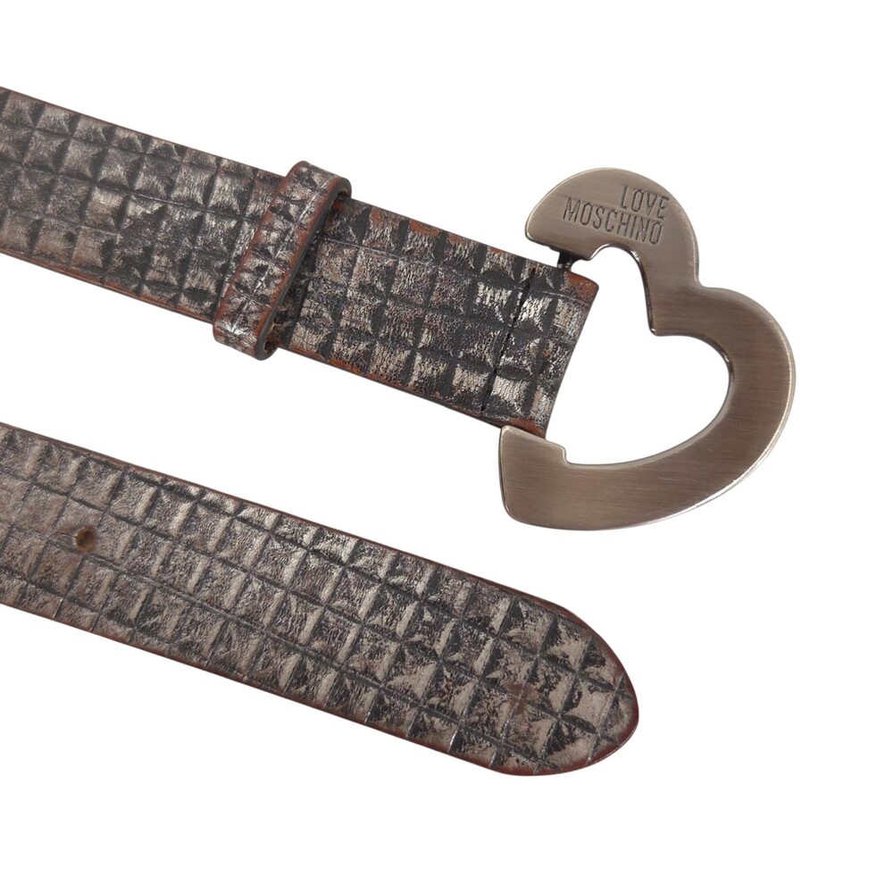 Love Moschino Heart Buckle Belt US L EU 90 Womens Silver Metallic $230